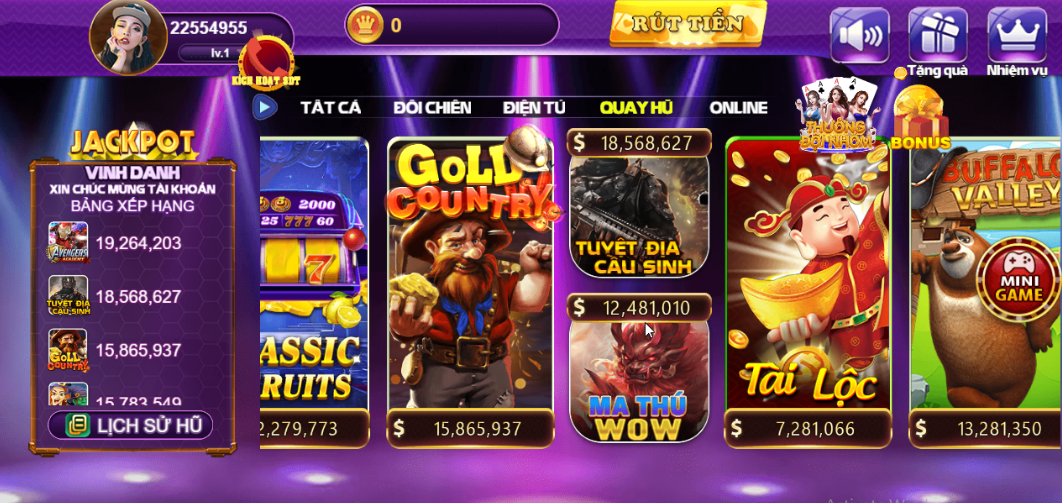 Đa dạng các trò chơi nổ hũ online trên nền tảng 68 game bài
